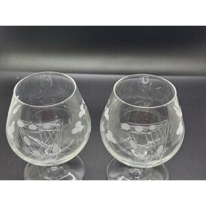 Set of 2 Princess House Etched Brandy Glasses vintage 4.3/8 in‎ tall